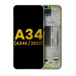 Samsung Galaxy A34 5G İle Uyumlu İçin Çerçeveli ekran (A346 2023) Orijinal (Lime)  Orijinal Ekranı