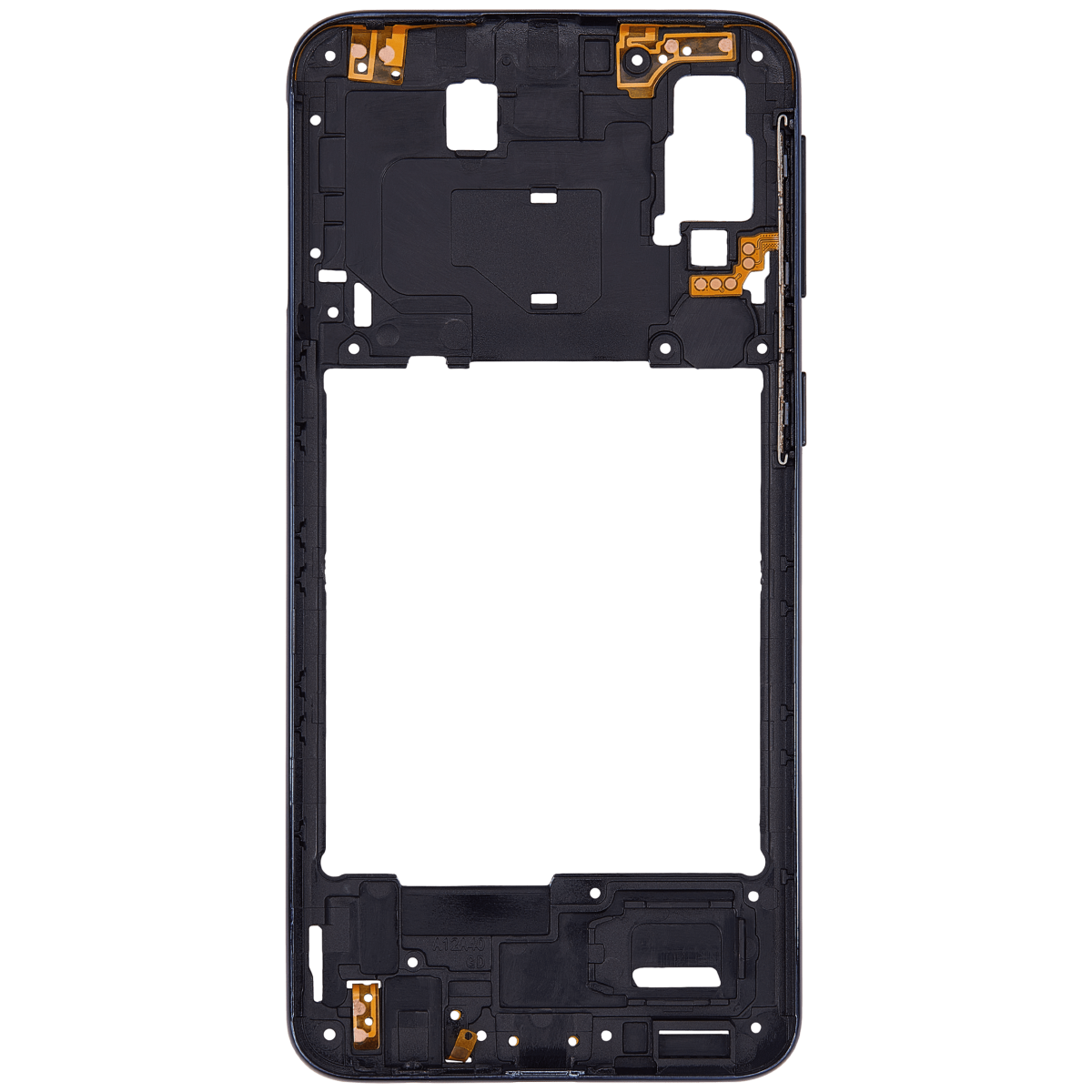 Samsung Galaxy A40 İle Uyumlu  Orta Çerçeve Kasası (A405 2019) (Aftermarket Plus) (Siyah) - Görsel 4