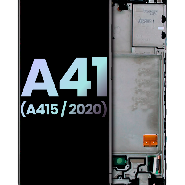 Samsung Galaxy A41 İle Uyumlu İçin Çerçeveli ekran (A415 2020) (Service Pack) (Prism Crush Siyah)  LCD Ekranı Uyumlu