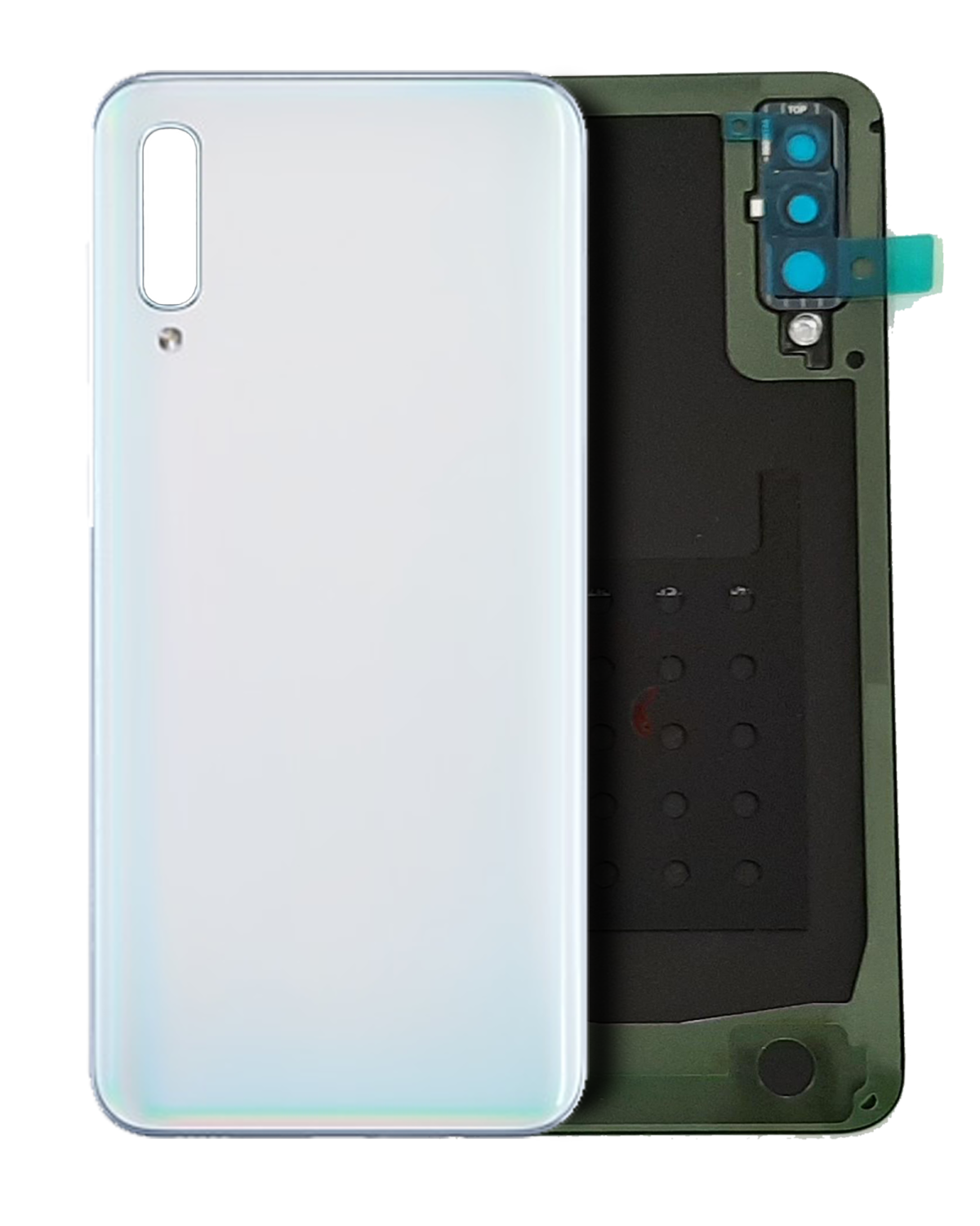 Samsung Galaxy A50 Arka İle Uyumlu Kapak Cam Yapışkanlı (A505 2019) (Genel) (Beyaz)