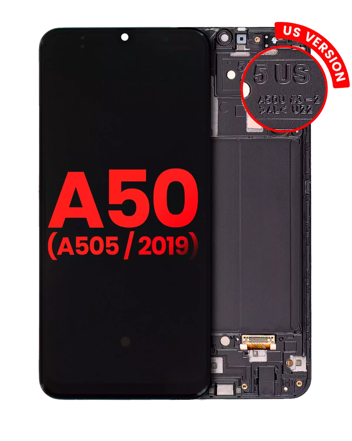 Samsung Galaxy A50 İle Uyumlu (A505 2019) (ABD Sürümü) (Tüm Renkler) Çerçeveli ekran Orijinal Ekranı