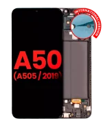 Samsung Galaxy A50 İle Uyumlu (A505 2019) (Uluslararası Sürüm) (Tüm Renkler) Çerçeveli ekran Orijinal Ekranı