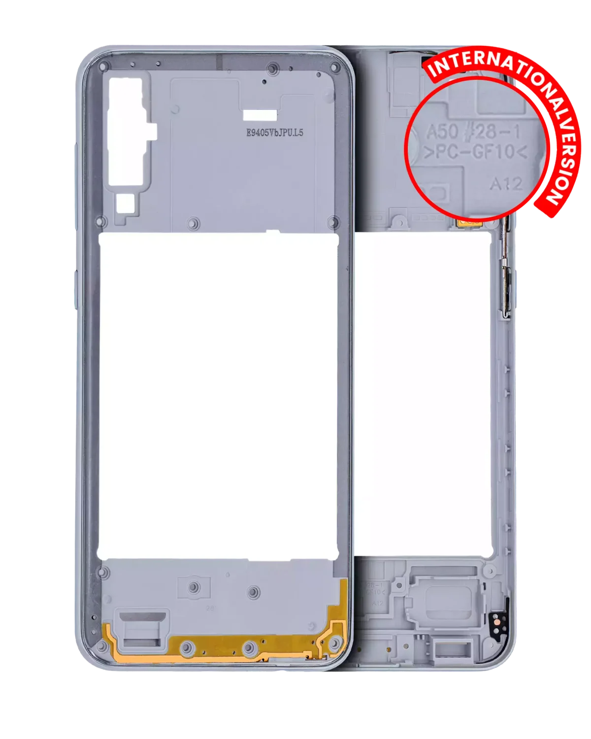 Samsung Galaxy A50 İle Uyumlu  Orta Çerçeve Kasası (A505 2019) (Uluslararası Sürüm) (Beyaz)