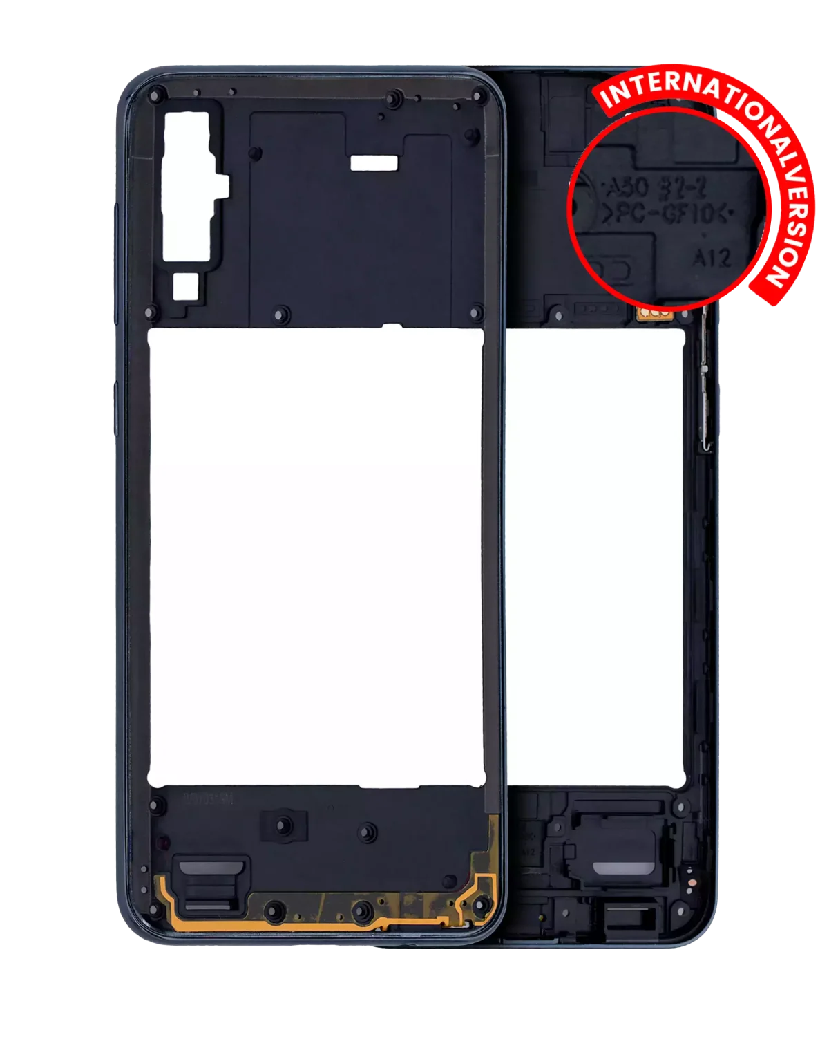 Samsung Galaxy A50 İle Uyumlu  Orta Çerçeve Kasası (A505 2019) (Uluslararası Sürüm) (Siyah)