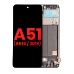 Samsung Galaxy A51 4G İle Uyumlu (A515 2019) (6.33") (Tüm Renkler) Çerçeveli ekran Orijinal Ekranı