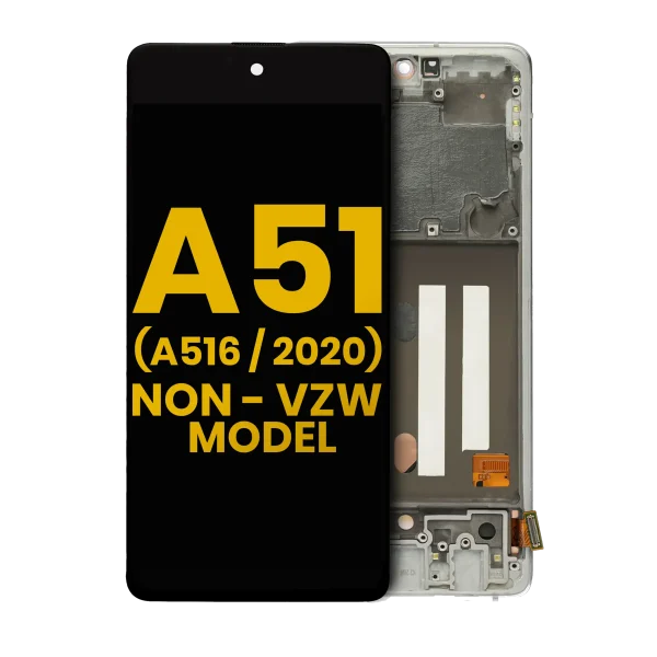 Samsung Galaxy A51 5G İle Uyumlu (A516 2020) (Verizon Olmayan 5G UW Çerçeve) Orijinal (Prizma Küp Beyaz) Çerçeveli ekran Orijinal Ekranı