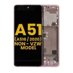 Samsung Galaxy A51 5G İle Uyumlu (A516 2020) (Verizon Olmayan 5G UW Çerçeve) Orijinal (Prizma Küp Pembe) Çerçeveli ekran Orijinal Ekranı