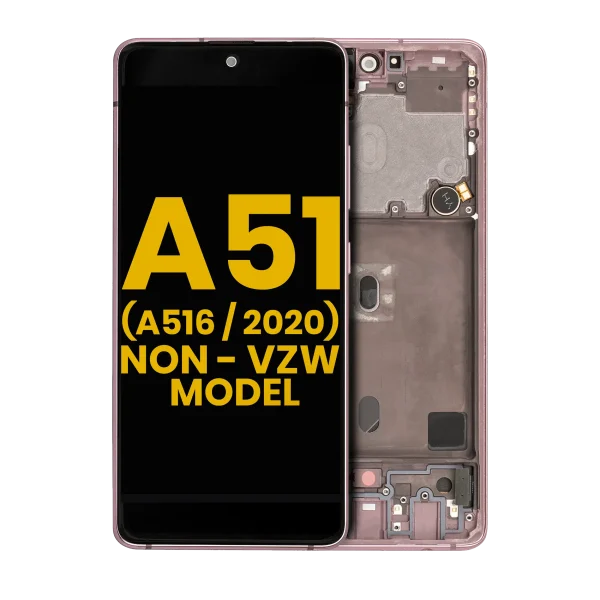Samsung Galaxy A51 5G İle Uyumlu (A516 2020) (Verizon Olmayan 5G UW Çerçeve) Orijinal (Prizma Küp Pembe) Çerçeveli ekran Orijinal Ekranı