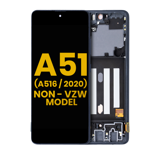 Samsung Galaxy A51 5G İle Uyumlu (A516 2020) (Verizon Olmayan 5G UW Çerçeve) Orijinal (Prizma Küp Siyah) Çerçeveli ekran Orijinal Ekranı