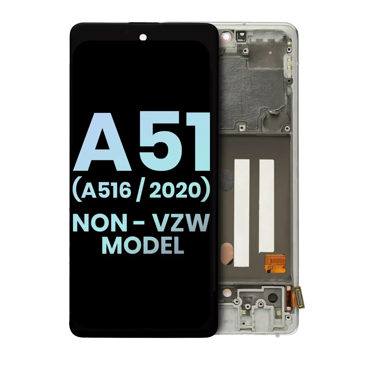 Samsung Galaxy A51 5G İle Uyumlu (A516 2020) (Verizon Olmayan 5G UW Çerçeve) (Servis Paketi) (Prizma Küp Beyaz) Çerçeveli ekran Orijinal Ekranı