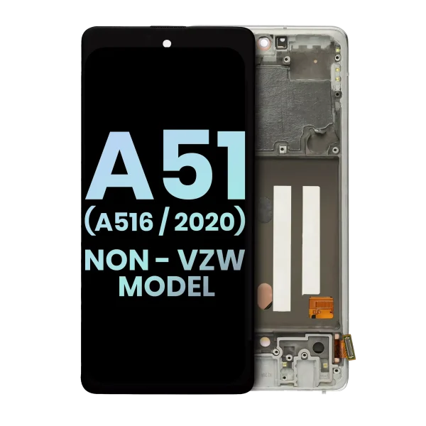 Samsung Galaxy A51 5G İle Uyumlu (A516 2020) (Verizon Olmayan 5G UW Çerçeve) (Servis Paketi) (Prizma Küp Beyaz) Çerçeveli ekran Orijinal Ekranı