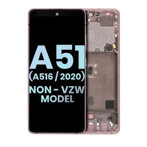 Samsung Galaxy A51 5G İle Uyumlu (A516 2020) (Verizon Olmayan 5G UW Çerçeve) (Servis Paketi) (Prizma Küp Pembe) Çerçeveli ekran Orijinal Ekranı