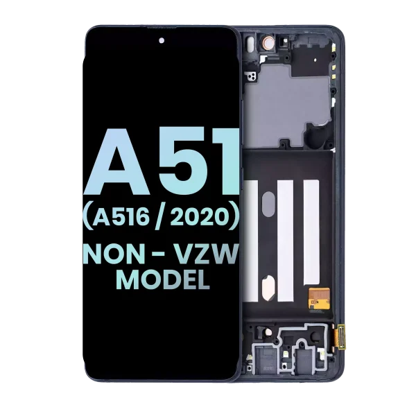 Samsung Galaxy A51 5G İle Uyumlu (A516 2020) (Verizon Olmayan 5G UW Çerçeve) (Servis Paketi) (Prizma Küp Siyah) Çerçeveli ekran Orijinal Ekranı