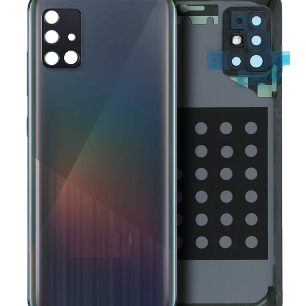 Samsung Galaxy A51 5G İle Uyumlu Arka Kapak Cam Kamera Lensli (A516 2020) (Servis Paketi) (Prizma Küp Siyah)