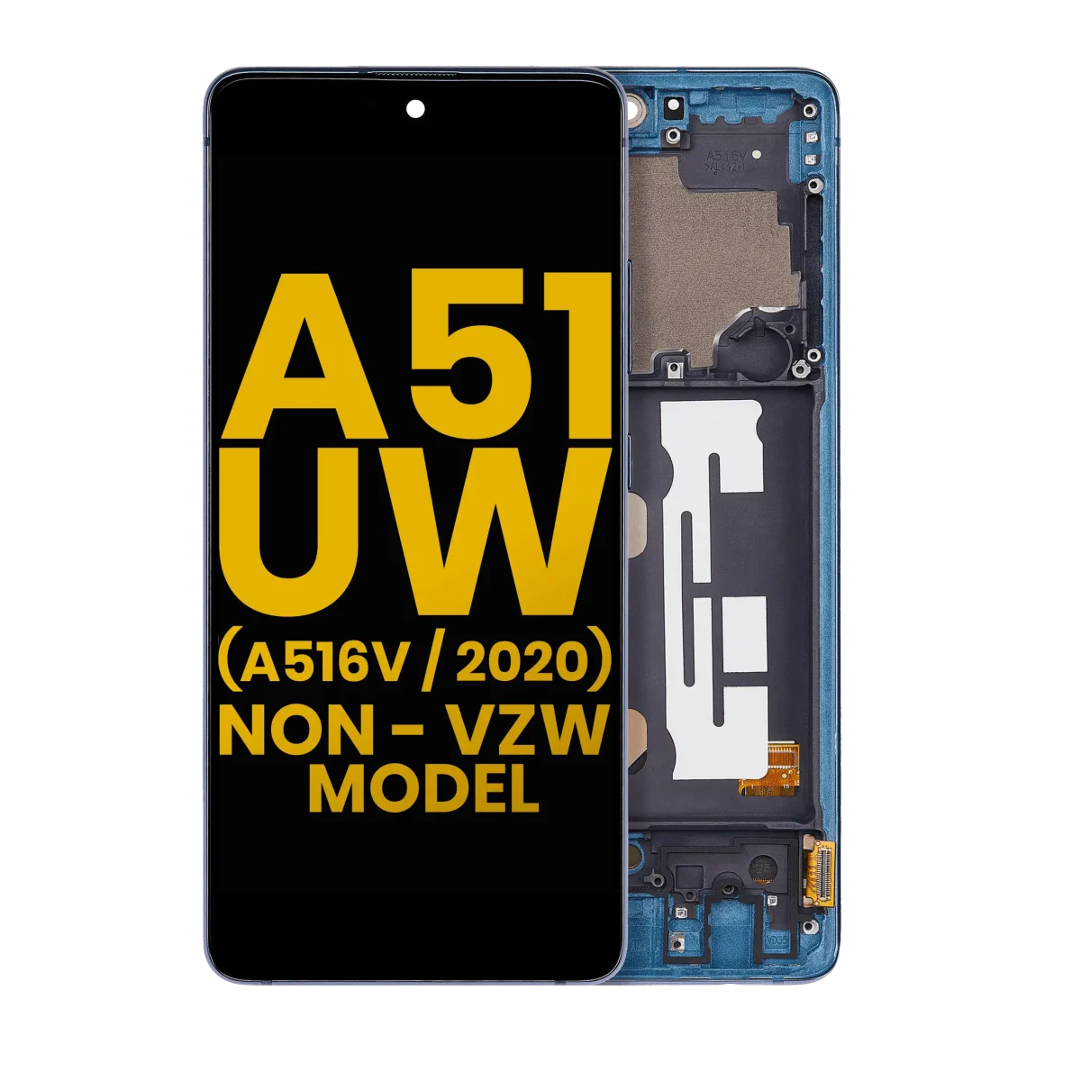 Samsung Galaxy A51 5G İle Uyumlu UW (A516V 2020) (Sadece Verizon 5G UW Çerçevesi) Orijinal (Prizma Tuğlaları Mavi) Çerçeveli ekran Orijinal Ekranı - Görsel 2