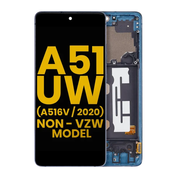 Samsung Galaxy A51 5G İle Uyumlu UW (A516V 2020) (Sadece Verizon 5G UW Çerçevesi) Orijinal (Prizma Tuğlaları Mavi) Çerçeveli ekran Orijinal Ekranı