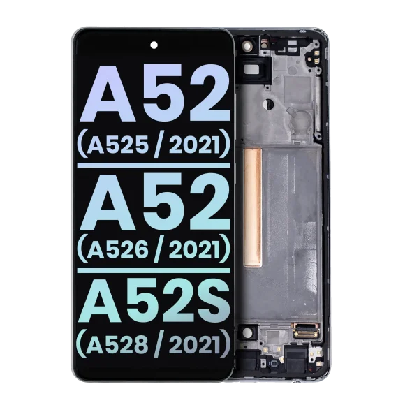 Samsung Galaxy A52 4G İle Uyumlu (A525 2021) A52 5G (A526 2021) A52S 5G (A528 2021) (Servis Paketi) (Harika Beyaz) Çerçeveli ekran Orijinal Ekranı