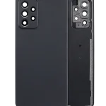 Samsung Galaxy A52 4G İle Uyumlu Arka Kapak Camı Kamera Lensli (A525 2021)  (Siyah)