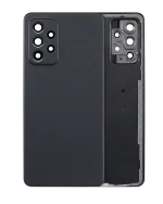 Samsung Galaxy A52 4G İle Uyumlu Arka Kapak Camı Kamera Lensli (A525 2021)  (Siyah)