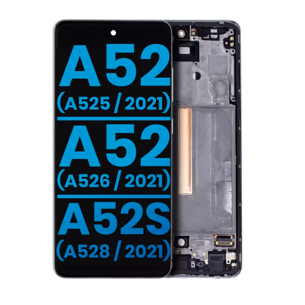 Samsung Galaxy A52 4G İle Uyumlu Çerçeveli ekran LCD Ekranı (Parmak İzi Sensörü Olmadan) (A525 2021) A52 5G (A526 2021) A52S (A528 2021) (Satış Sonrası: Incell) (Harika Beyaz)