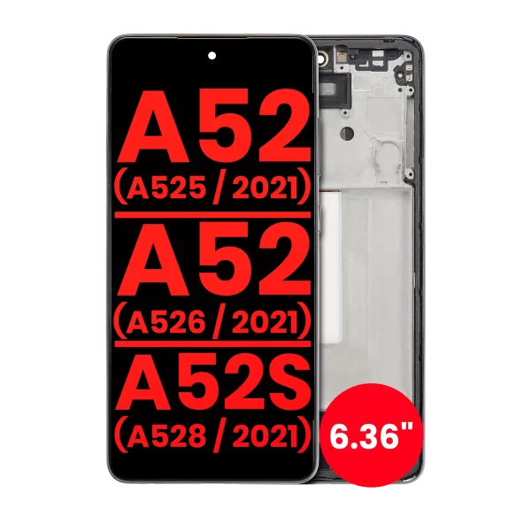 Samsung Galaxy A52 4G İle Uyumlu Çerçeveli ekran Orijinal Ekranı (A525 2021) A52 5G (A526 2021) A52S 5G (A528 2021) (6
