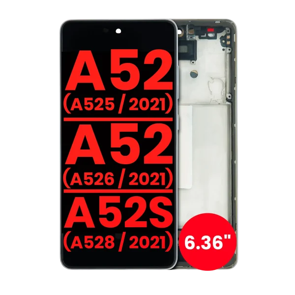 Samsung Galaxy A52 4G İle Uyumlu Çerçeveli ekran Orijinal Ekranı (A525 2021) A52 5G (A526 2021) A52S 5G (A528 2021) (6