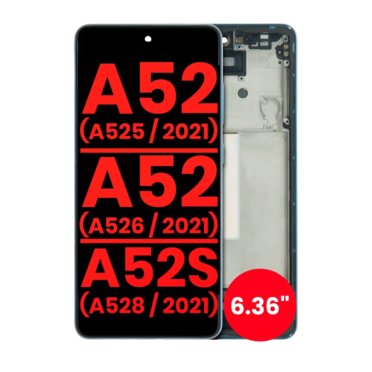Samsung Galaxy A52 4G İle Uyumlu Çerçeveli ekran Orijinal Ekranı (A525 2021) A52 5G (A526 2021) A52S 5G (A528 2021) (6