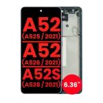 Samsung Galaxy A52 4G İle Uyumlu Çerçeveli ekran Orijinal Ekranı (A525 2021) A52 5G (A526 2021) A52S 5G (A528 2021) (6