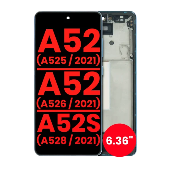 Samsung Galaxy A52 4G İle Uyumlu Çerçeveli ekran Orijinal Ekranı (A525 2021) A52 5G (A526 2021) A52S 5G (A528 2021) (6