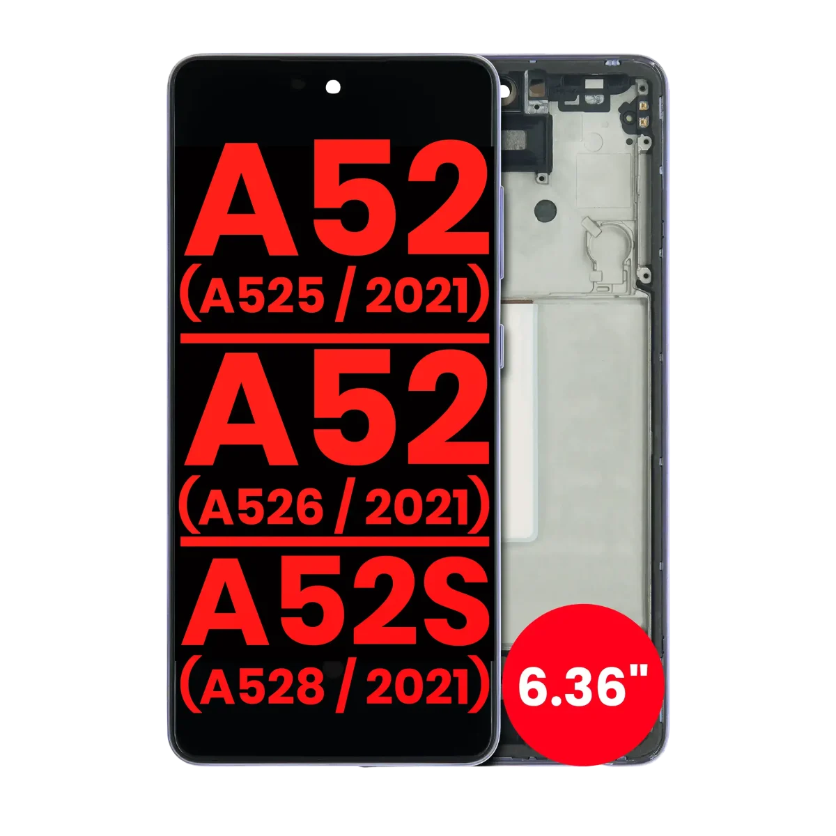 Samsung Galaxy A52 4G İle Uyumlu Çerçeveli ekran Orijinal Ekranı (A525 2021) A52 5G (A526 2021) A52S 5G (A528 2021) (6
