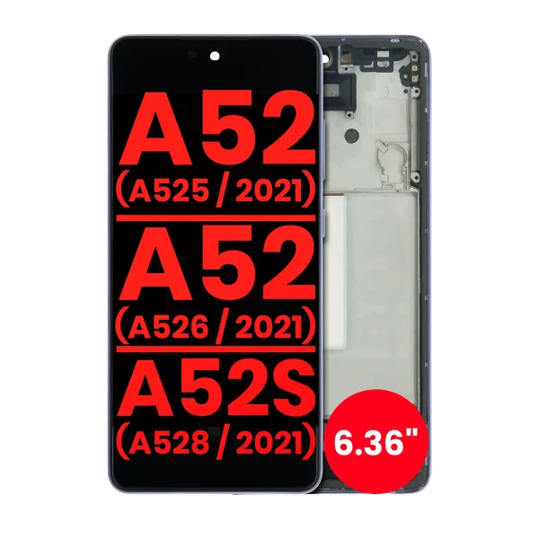 Samsung Galaxy A52 4G İle Uyumlu Çerçeveli ekran Orijinal Ekranı (A525 2021) A52 5G (A526 2021) A52S 5G (A528 2021) (6