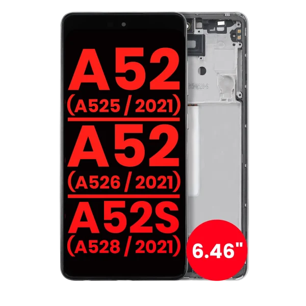 Samsung Galaxy A52 4G İle Uyumlu Çerçeveli ekran Orijinal Ekranı (A525 2021) A52 5G (A526 2021) A52S 5G (A528 2021) (6