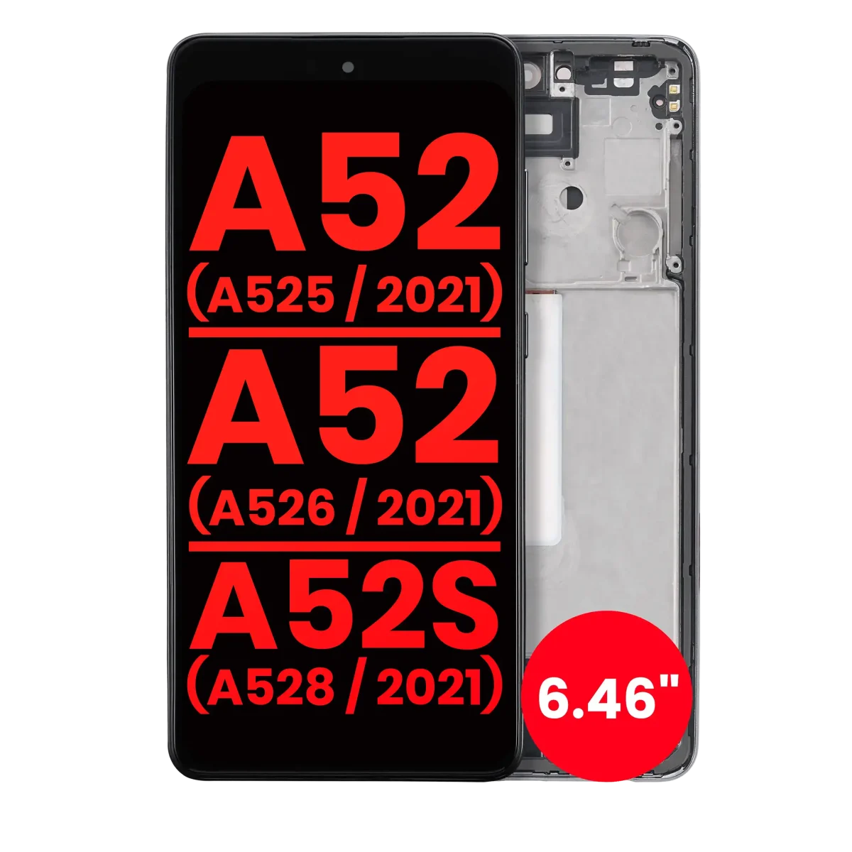 Samsung Galaxy A52 4G İle Uyumlu Çerçeveli ekran Orijinal Ekranı (A525 2021) A52 5G (A526 2021) A52S 5G (A528 2021) (6