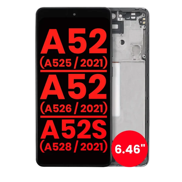 Samsung Galaxy A52 4G İle Uyumlu Çerçeveli ekran Orijinal Ekranı (A525 2021) A52 5G (A526 2021) A52S 5G (A528 2021) (6