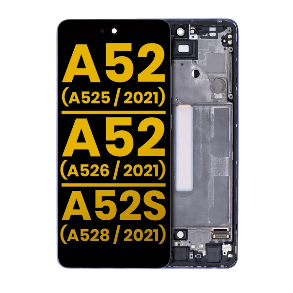 Samsung Galaxy A52 4G İle Uyumlu Çerçeveli ekran Orijinal Ekranı (A525 2021) A52 5G (A526 2021) A52S 5G (A528 2021) Orijinal (Harika Menekşe) Çerçeveli ekran Orijinal Ekranı