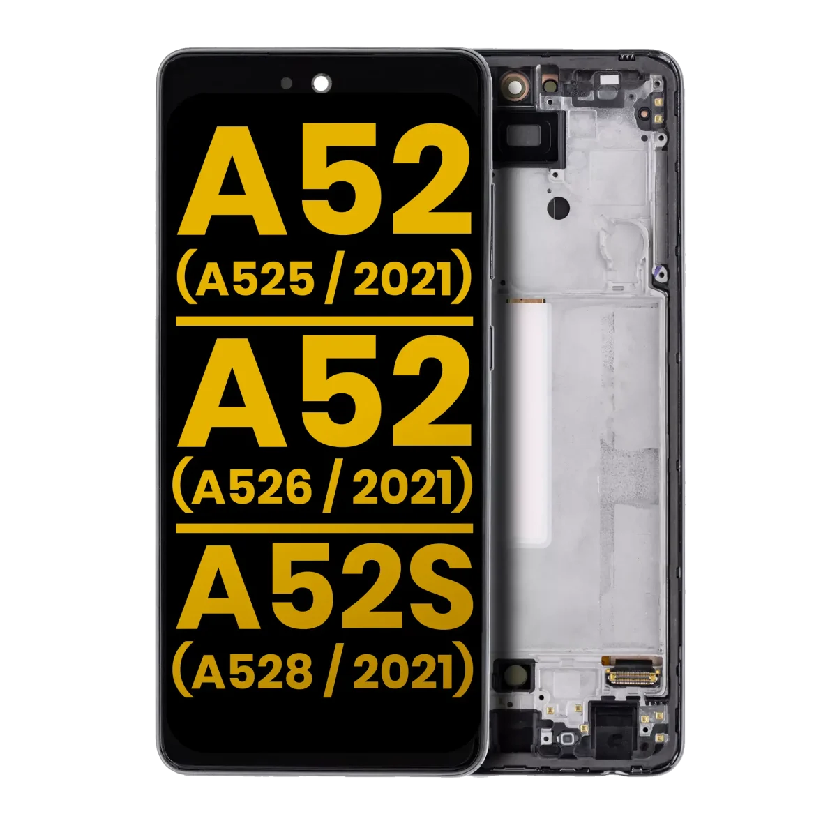 Samsung Galaxy A52 4G İle Uyumlu Çerçeveli ekran Orijinal Ekranı (A525 2021) A52 5G (A526 2021) A52S 5G (A528 2021) Orijinal (Harika Siyah)
