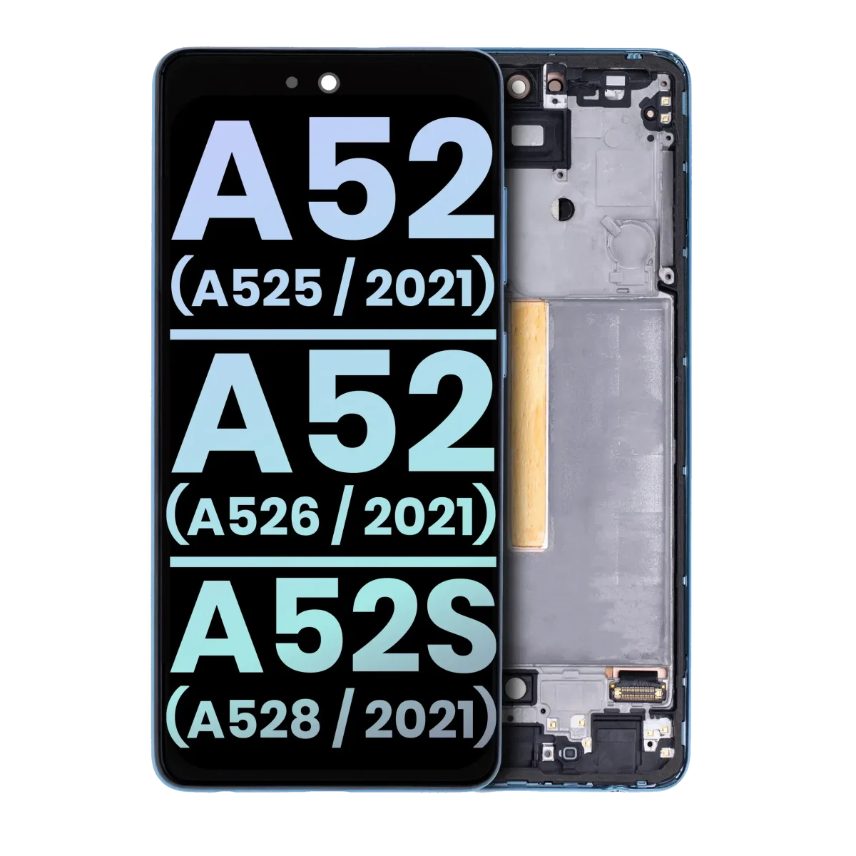 Samsung Galaxy A52 4G İle Uyumlu Çerçeveli ekran Orijinal Ekranı (A525 2021) A52 5G (A526 2021) A52S 5G (A528 2021) (Servis Paketi) (Harika Mavi) Çerçeveli ekran Orijinal Ekranı