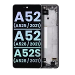 Samsung Galaxy A52 4G İle Uyumlu Çerçeveli ekran Orijinal Ekranı (A525 2021) A52 5G (A526 2021) A52S 5G (A528 2021) (Servis Paketi) (Harika Siyah) Çerçeveli ekran Orijinal Ekranı