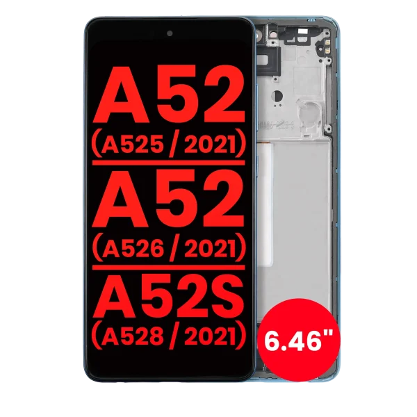 Samsung Galaxy A52 4G İle Uyumlu Çerçeveli ekran Orijinal Ekranı(A525 2021) A52 5G (A526 2021) A52S 5G (A528 2021) (6.46") (Harika Mavi)