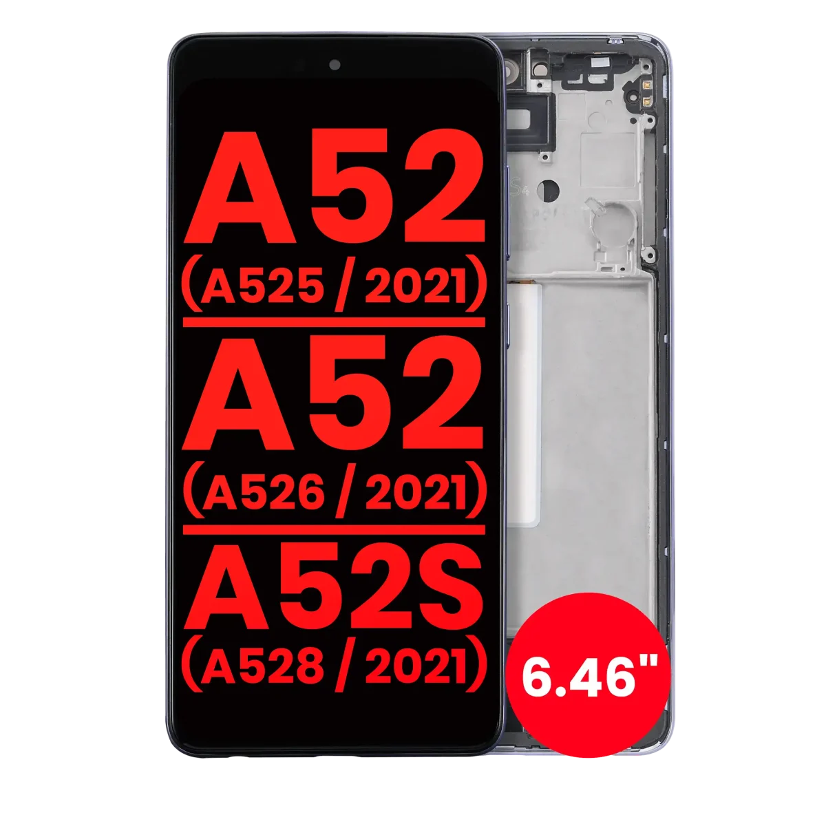 Samsung Galaxy A52 4G İle Uyumlu Çerçeveli ekran Orijinal Ekranı(A525 2021) A52 5G (A526 2021) A52S 5G (A528 2021) (6