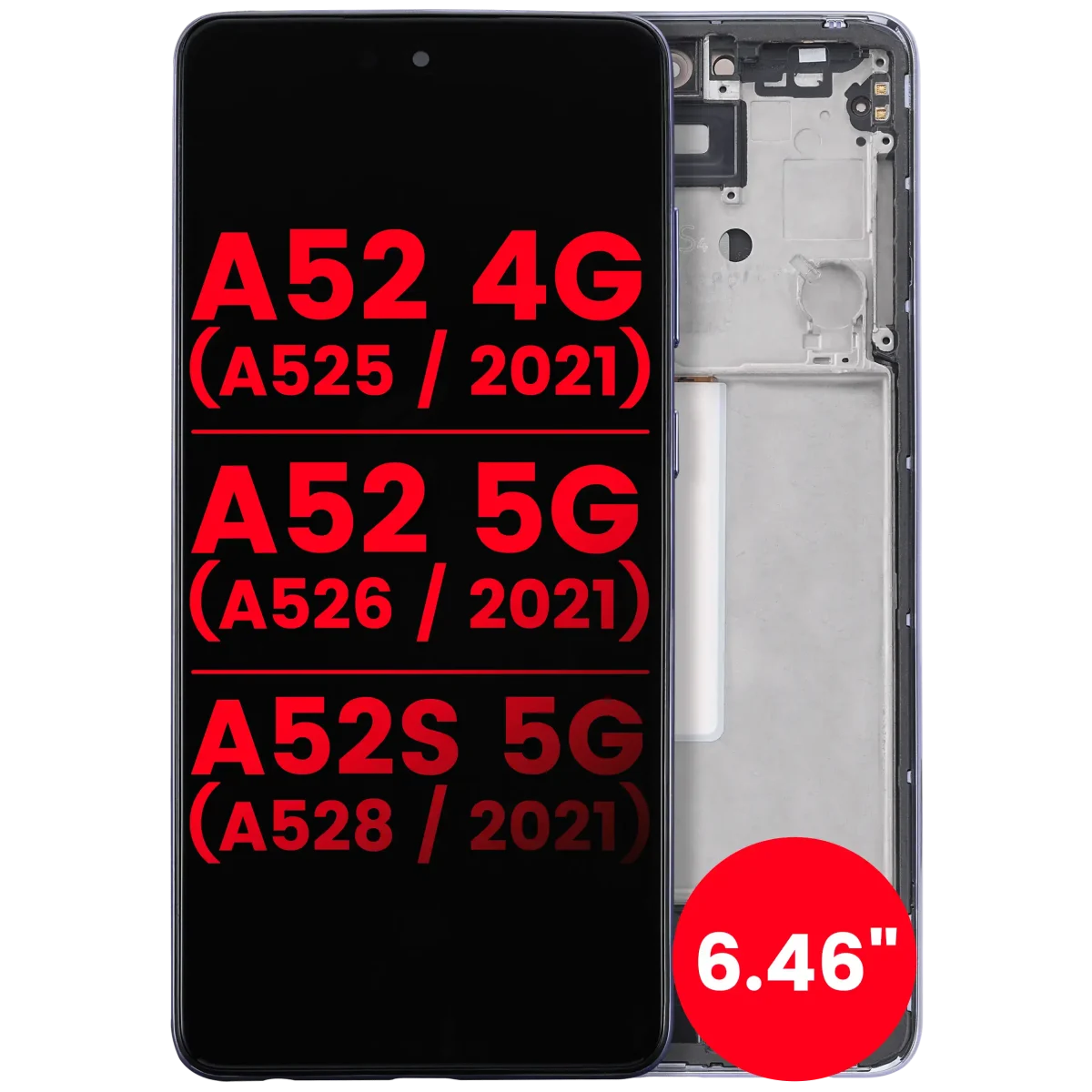 Samsung Galaxy A52 4G İle Uyumlu Çerçeveli ekran Orijinal Ekranı(A525 2021) A52 5G (A526 2021) A52S 5G (A528 2021) (6,46") (Harika Mor - Görsel 4
