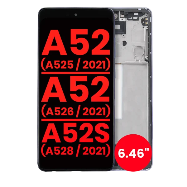 Samsung Galaxy A52 4G İle Uyumlu Çerçeveli ekran Orijinal Ekranı(A525 2021) A52 5G (A526 2021) A52S 5G (A528 2021) (6