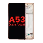 Samsung Galaxy A53 5G İle Uyumlu (A536 2022) (6.36") (Aftermarket Plus) (Şeftali) Çerçeveli ekran Orijinal Ekranı