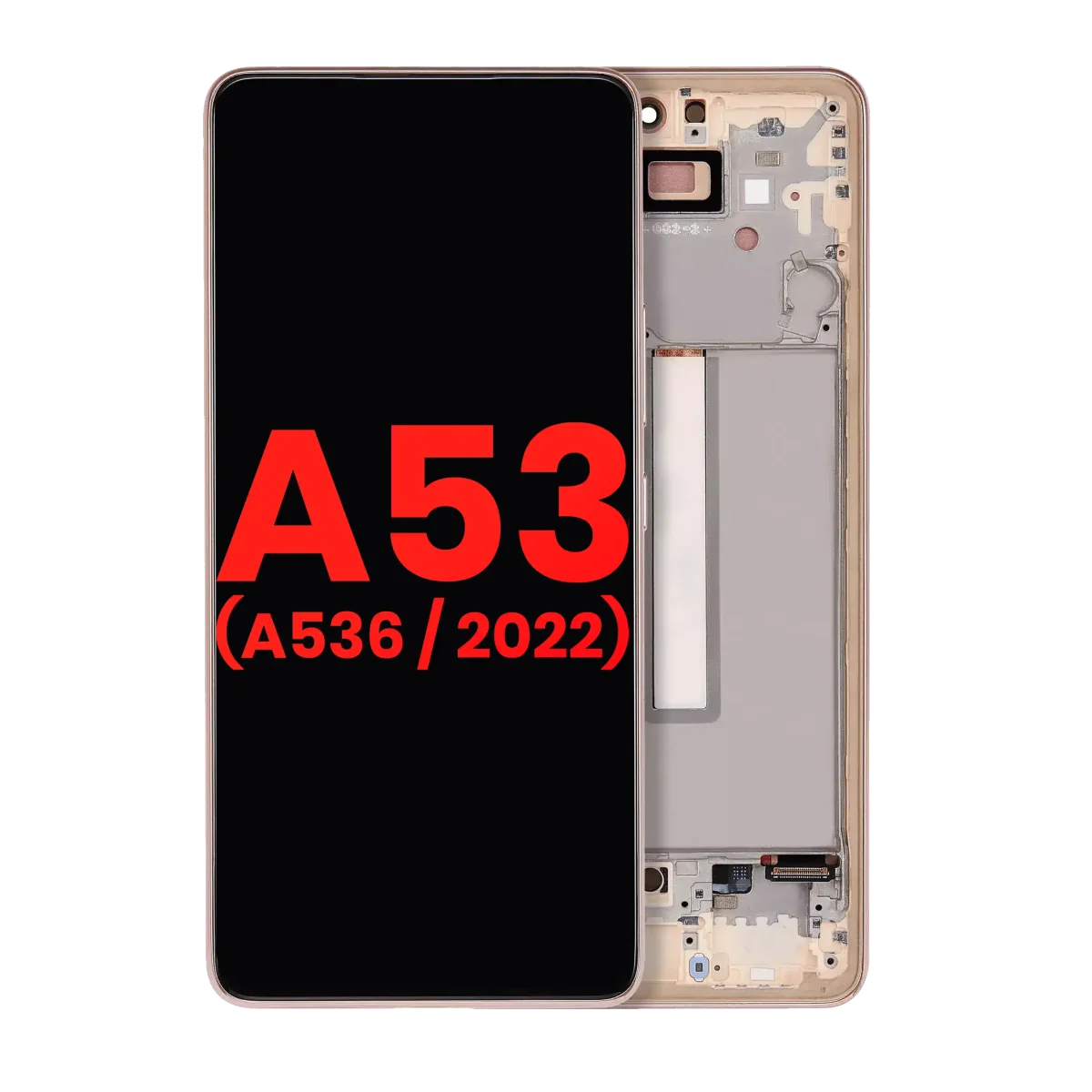 Samsung Galaxy A53 5G İle Uyumlu (A536 2022) (6.46") (Aftermarket Plus) (Şeftali) Çerçeveli ekran Orijinal Ekranı