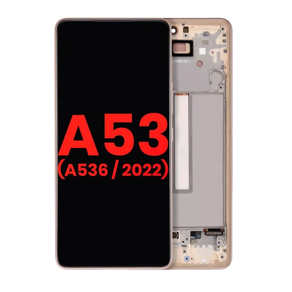 Samsung Galaxy A53 5G İle Uyumlu (A536 2022) (6.46") (Aftermarket Plus) (Şeftali) Çerçeveli ekran Orijinal Ekranı