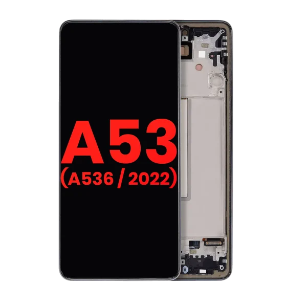 Samsung Galaxy A53 5G İle Uyumlu (A536 2022) (6.46") (Aftermarket Plus) (Siyah) Çerçeveli ekran Orijinal Ekranı