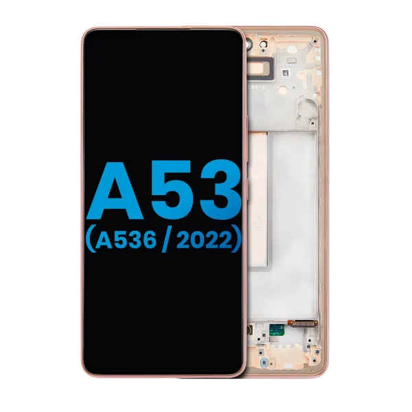 Samsung Galaxy A53 5G İle Uyumlu İçin Çerçeveli ekran (A536 2022)  LCD Ekranı (Parmak İzi Sensörü Olmadan) (Yan Sanayi: Incell) (Şeftali)