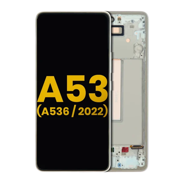 Samsung Galaxy A53 5G İle Uyumlu İçin Çerçeveli ekran (A536 2022) Orijinal (Beyaz)  Orijinal Ekranı