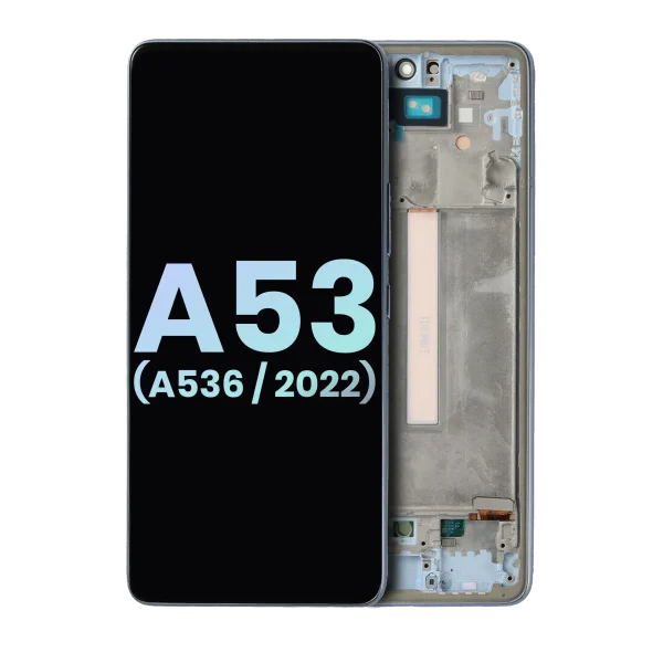 Samsung Galaxy A53 5G İle Uyumlu İçin Çerçeveli ekran (A536 2022) (Servis Paketi) (Mavi)  Orijinal Ekranı