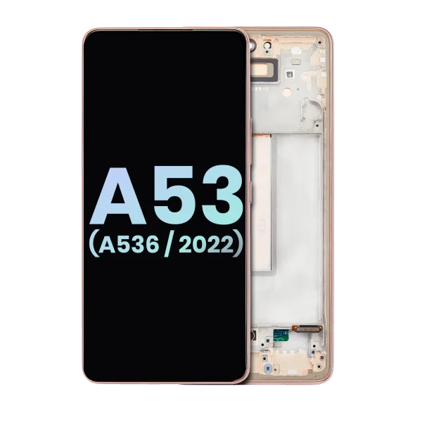 Samsung Galaxy A53 5G İle Uyumlu İçin Çerçeveli ekran (A536 2022) (Servis Paketi) (Şeftali)  Orijinal Ekranı